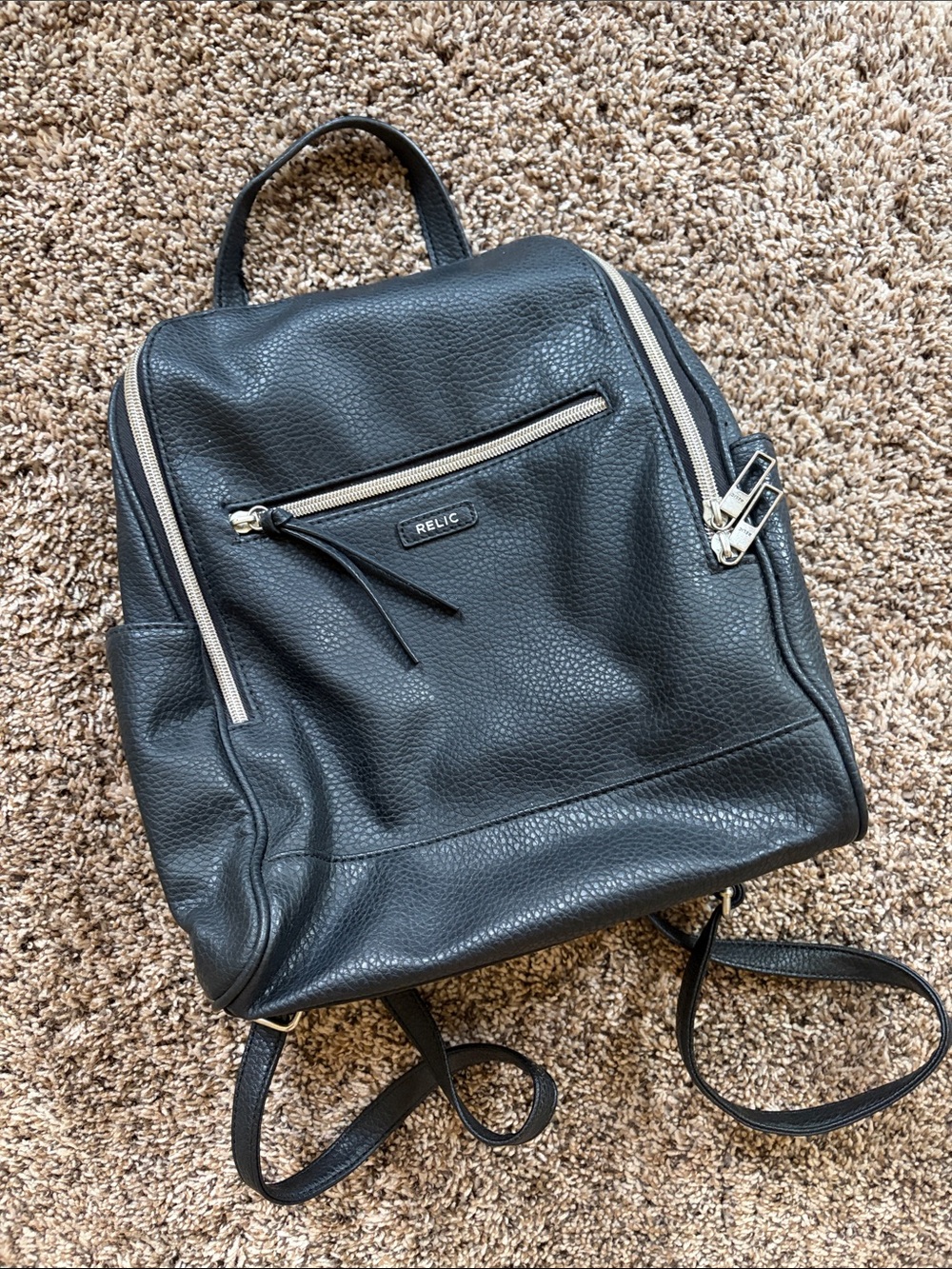 Relic Black Faux Leather Backpack